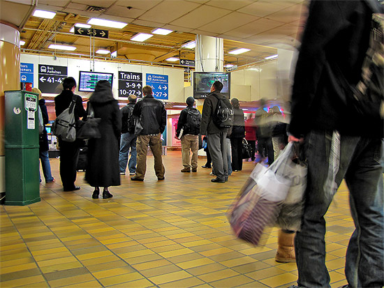 union station, underground, train, transit, rail, concourse, pedestrian, go, pop, proof of purchase, schedules, waiting, commuters, toronto, city, life