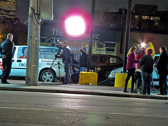 reporters, news, tv, television, cameras, interview, police, scandal, humane society, toronto, city, life