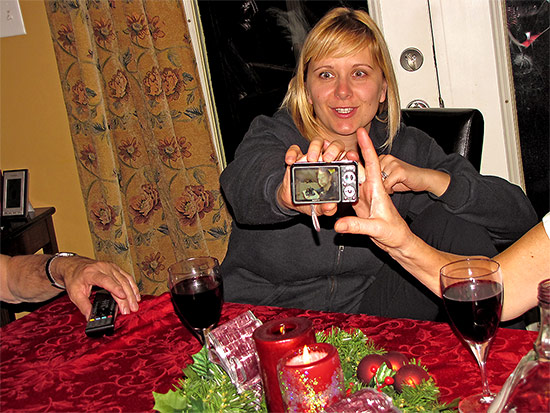 dinner table, christmas, sister, photo, camera, toronto, city, life