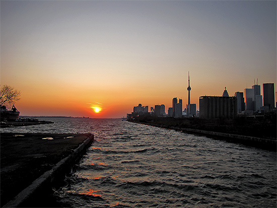 cherry street, bridge, docks. lake ontario, sunset, skyline, toronto, city, life