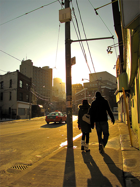 dundas street east, pedestrians, sidewalk, winter, toronto, city, life