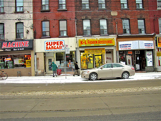 wing machine, super bargain, k-l fashion accessories, business wireless inc., parliament street, cabbagetown, toronto, city, life