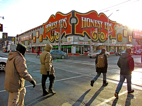 honest ed's store, bloor street west, bathurst street, mirvish village, retail, street corner, intersection, toronto, city, life