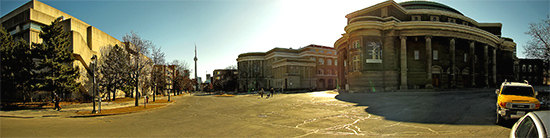university of toronto, st.george campus, convocation hall, cn tower, skyline, toronto, city, life