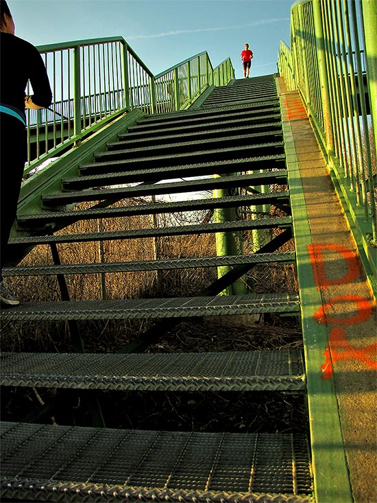 west don lands, parkway, stairs, bridge, toronto, city, life