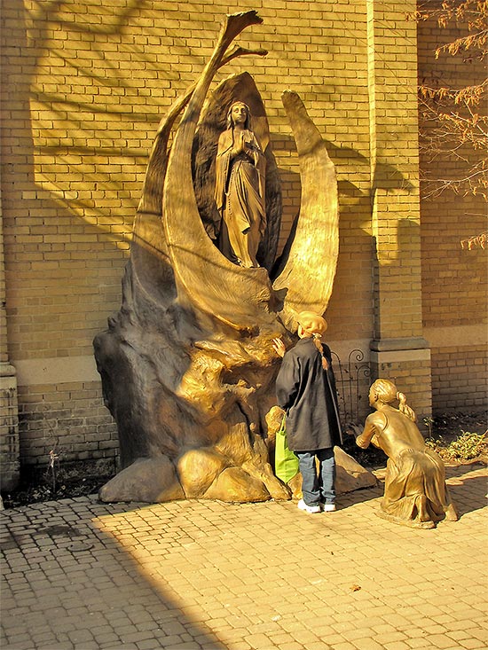 shrine of our lady of lourdes, sherbourne street, virgin mary statue, prayer, toronto, city, life