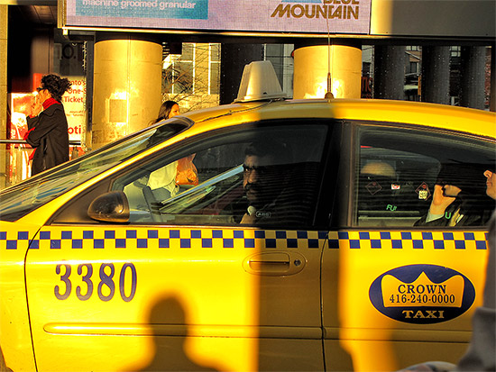 taxi driver, yellow cab, yonge-dundas square, toronto, city, life
