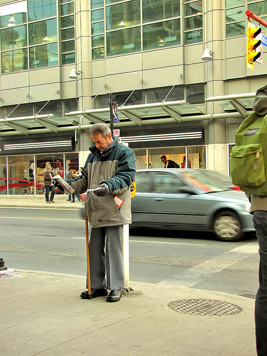 god man, street corner, yonge, dundas, street, toronto, city, life