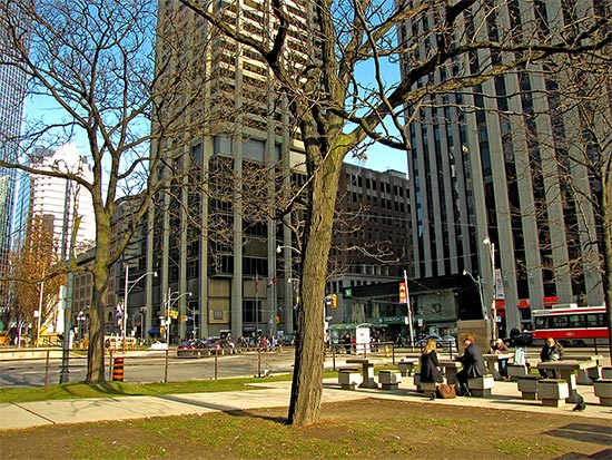 bay street, queen street east, nathan phillips square, city hall, hudson's bay company, toronto, city, life