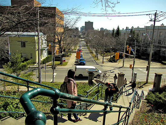 casa loma, steps, skyline, toronto, city, life