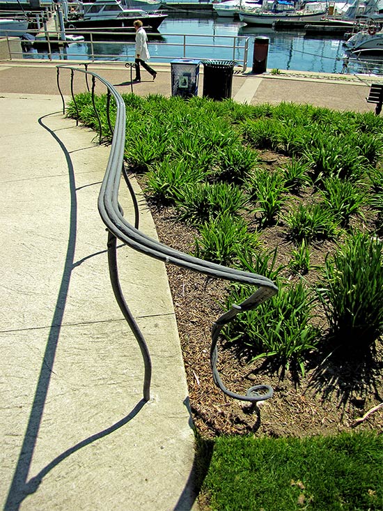 music garden, railing, path, docks, harbourfront, waterfront, queen's quay, toronto, city, life