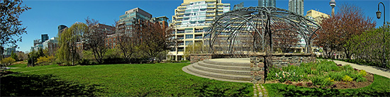 music garden, railing, path, docks, harbourfront, waterfront, queen's quay, toronto, city, life