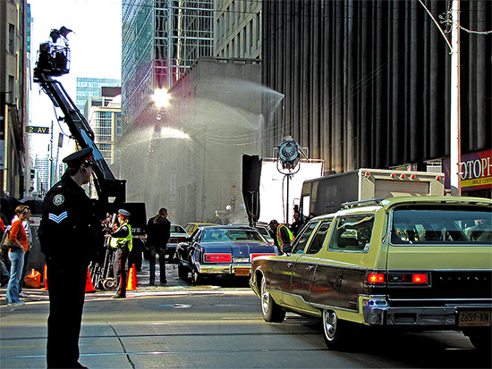 the thing, movie, film, production, set, king, victoria, streets, new york, manhattan, 2011, toronto, city, life