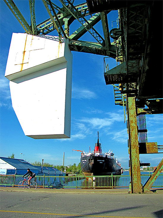 drawbridge, raising bridge, canal, waterway, cargo ship, container vessel, lake ontario, cherry street, toronto, city, life