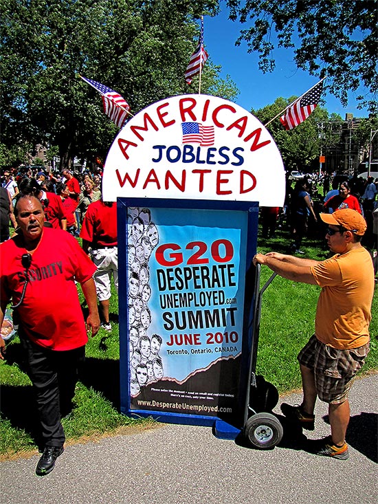 g20, protests, protesters, american unemployed, allan gardens, toronto, city, life