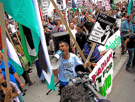 palestinian, israeli, protest, demonstration, march, rally, toronto, city, life