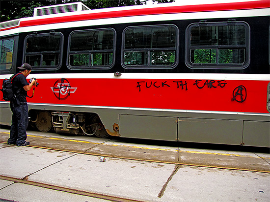 g20, protests, riots, streetcar, vandalism, graffiti, queen street west, toronto, city, life