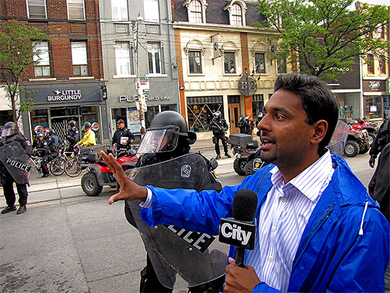 citytv, reporter, francis d'souza, g20, riots, protests, queen street west, toronto, city, life