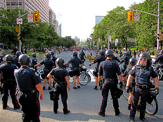 police, g20, protests, protesters, college street, toronto, city, life