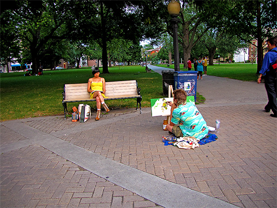 painting, painter, allan gardens, park, toronto, city, life