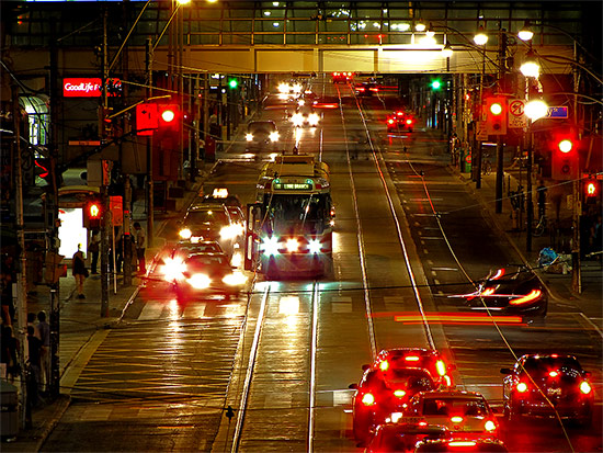 queen street, streetcar, eaton centre, toronto, city, life