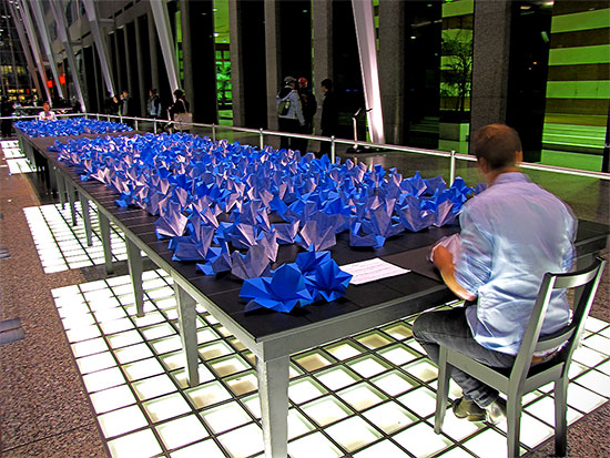 performance art, sculpture, paper folding, nuit blanche 2010, toronto, city, life