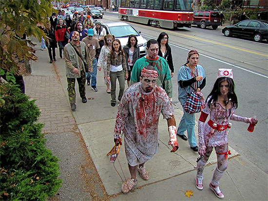 2010, city, life, toronto, zombie walk