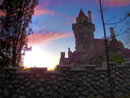 casa loma, dusk, sunset, castle, toronto, city, life