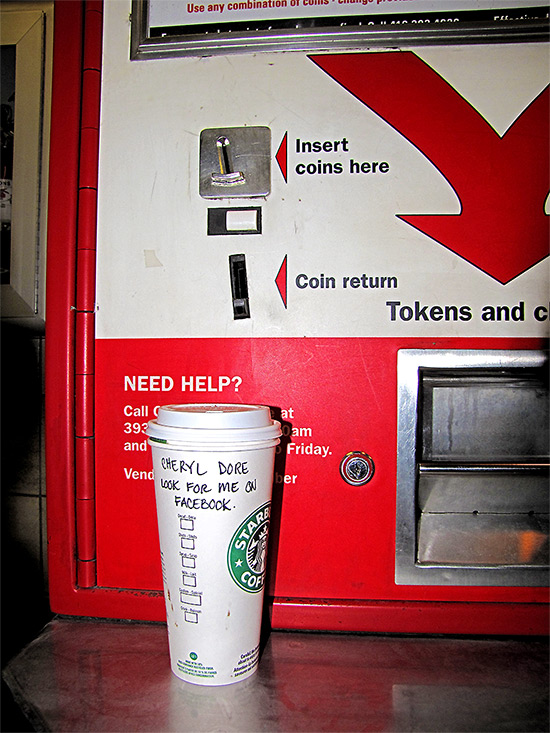 cheryl dore, coffee cup, starbucks, ttc, token dispenser, subway, public transit, toronto, city, life, blog