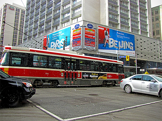 snow, winter, intersection, streetcar, toronto, city, life, blog