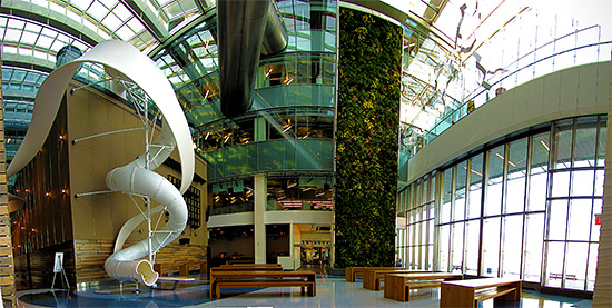 corus quay building, interior, slide, toronto, city, life, blog